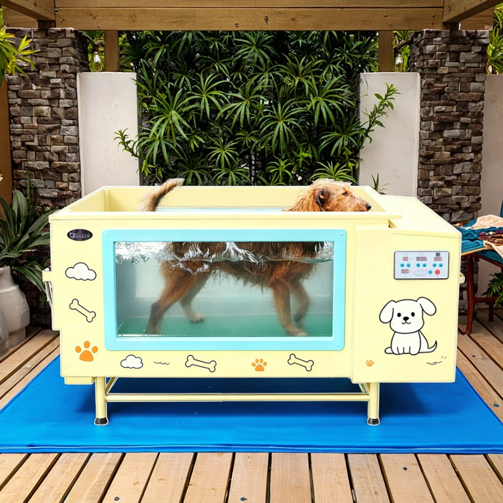 Bigeer Pet Underwater Treadmill-Modern Rectangle Design Freestanding Metal Construction Apartment Use Soaking Function