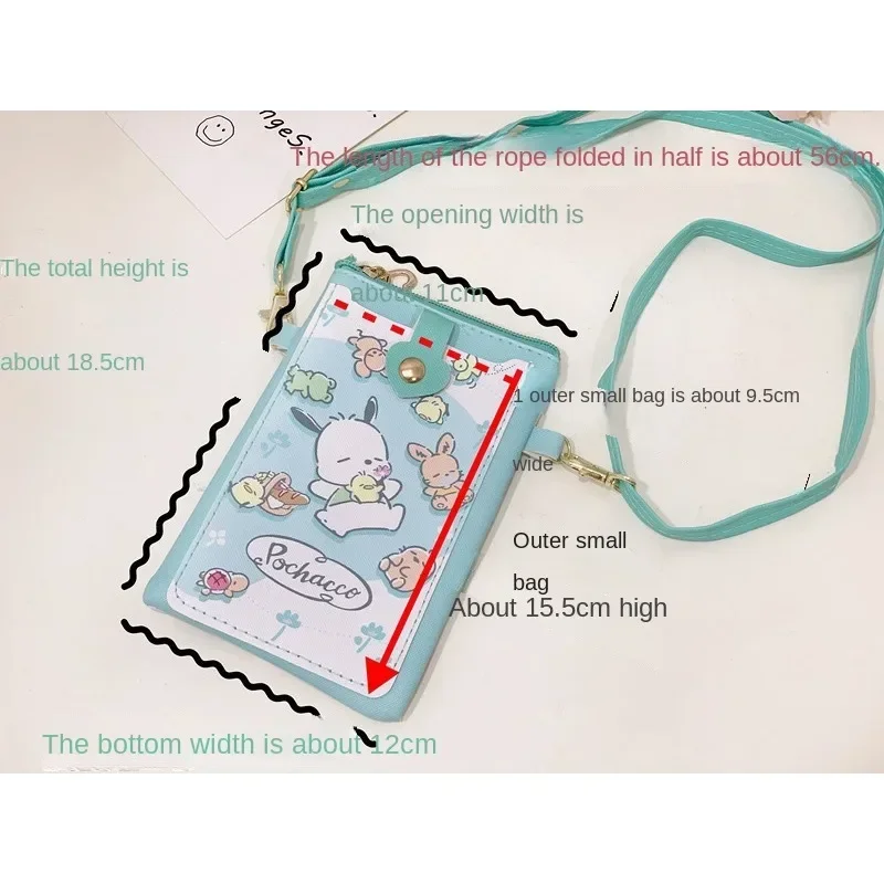 Sanrio Hello Kitty Card Holder Coin Purse Lanyard Backpacks Kids Cartoon Anime Kuromi Student Bus ID Card Bags Purse Bag Lanyard