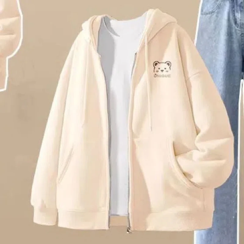 Spring and Autumn Fashion Women\'s Set Korean Loose College Style Cardigan Top+T-shirt+jeans Three Piece Set