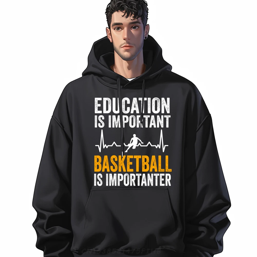 

Education is Important Basketball is Importanter Heartbeat Streetwear Men Luxury Hoodie Large Size Easter Day