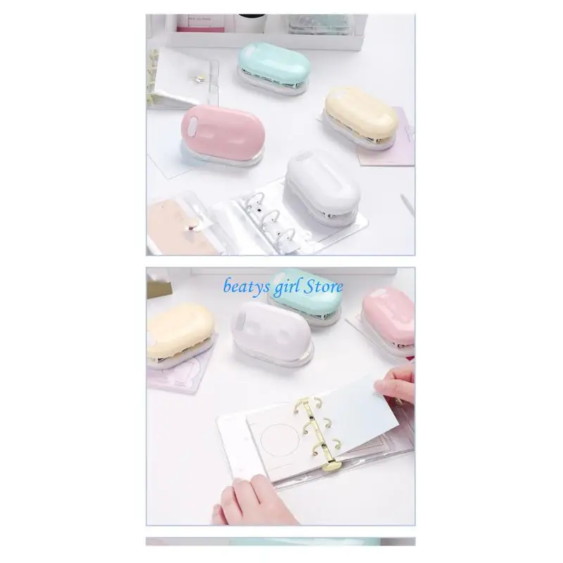 C7AB Circle Punches Paper Puncher for Notebook Scrapbook, 5 Sheets Capacity 3 Hole Punches Handheld Loose Paper Puncher