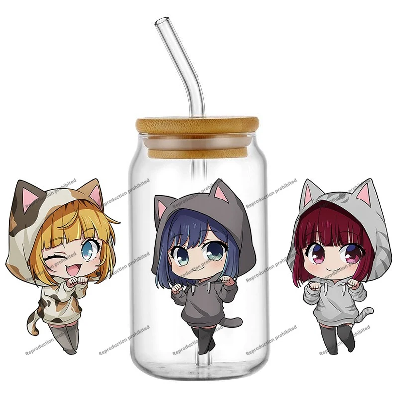 

HOT New model Japanese anime Customized Gift UV DTF Transfer Sticker Waterproof Decals For 16oz Libbey Glass Can Cup Wrap