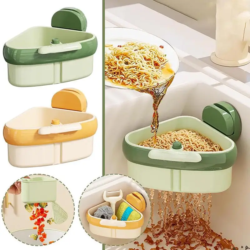 

Suction Cup Sink Drain Basket Multi-purpose Household Fruit Cleaning Filter Basket Kitchen Triangle Sink Filter Food Waste