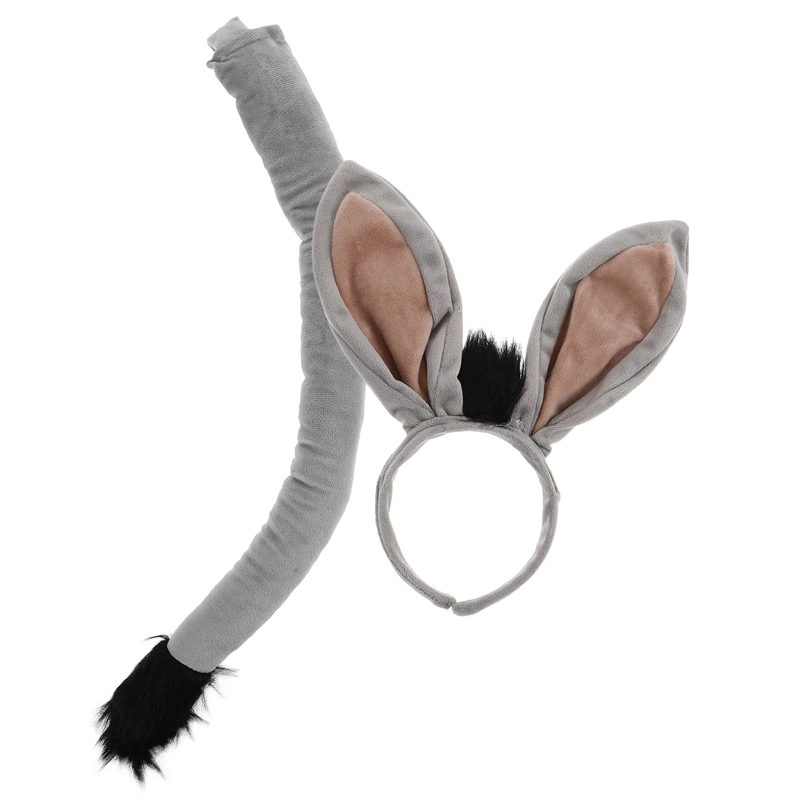 

Inspired Donkey Headband Tail Set Hippo Ears Accessories Animal Grey Headbands for Kids