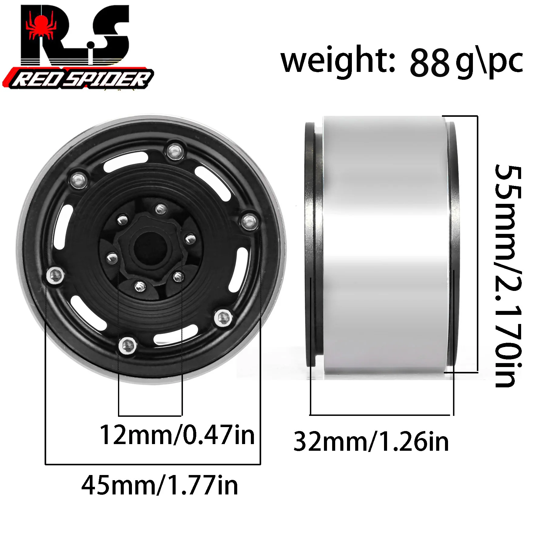 RC MOZA Negative OffSet Aluminum 1.9 Inch Wheel Rim 4PCS for 1/10 RC Crawler Car Axial SCX10 RR10 Wraith TRX4 TRX-6