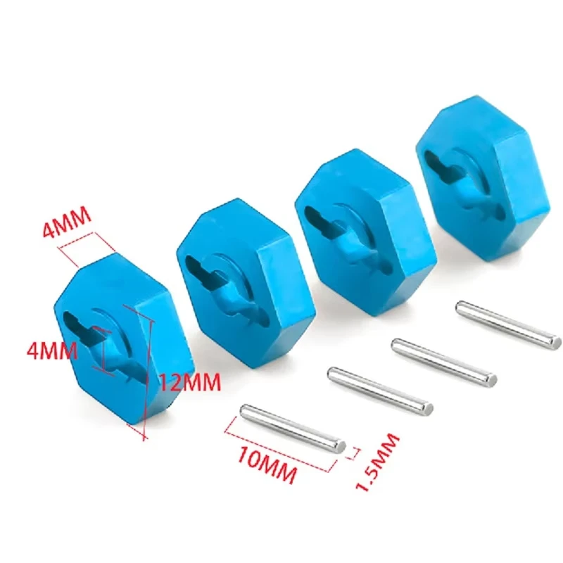 4Pcs 1/16 RC Car 12mm Upgrade Wheel Hex Hubs With Axle Pins For Traxxas 1/16 E-Revo Slash 4WD Summit VXL RC Car Accessories