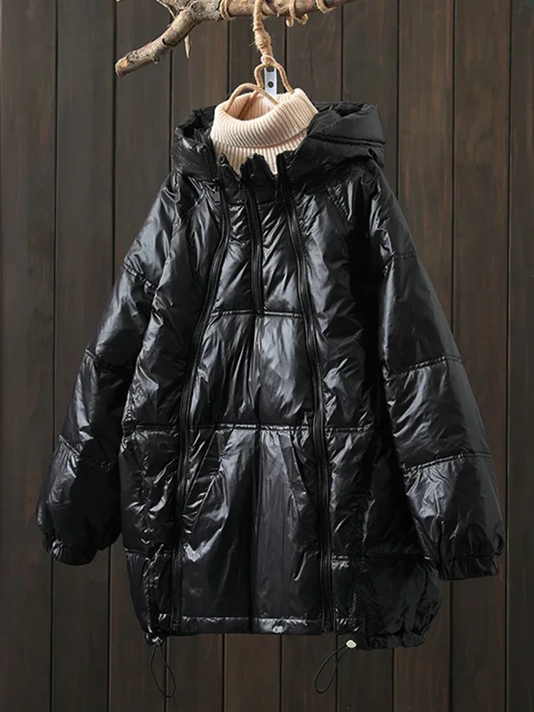 Winter Oversize Duck Down Coat Women Hoodies LOng Warm Jackets Spring Pocket Casual Basic Parkas ED1901