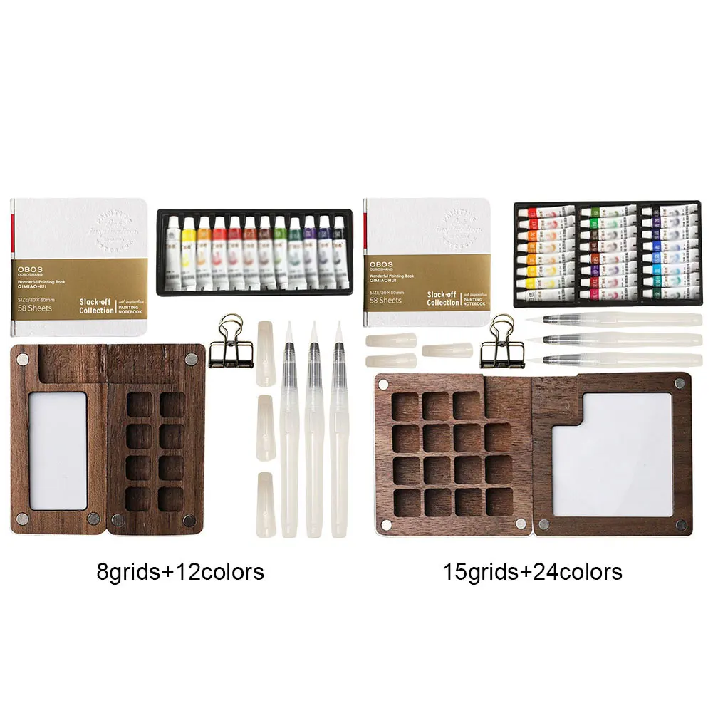 8/15 Fächer Aquarellfarben-Box Reise-Malpalette Tragbare Mini-Aquarellbox für Kunst- und Aquarellmalerei