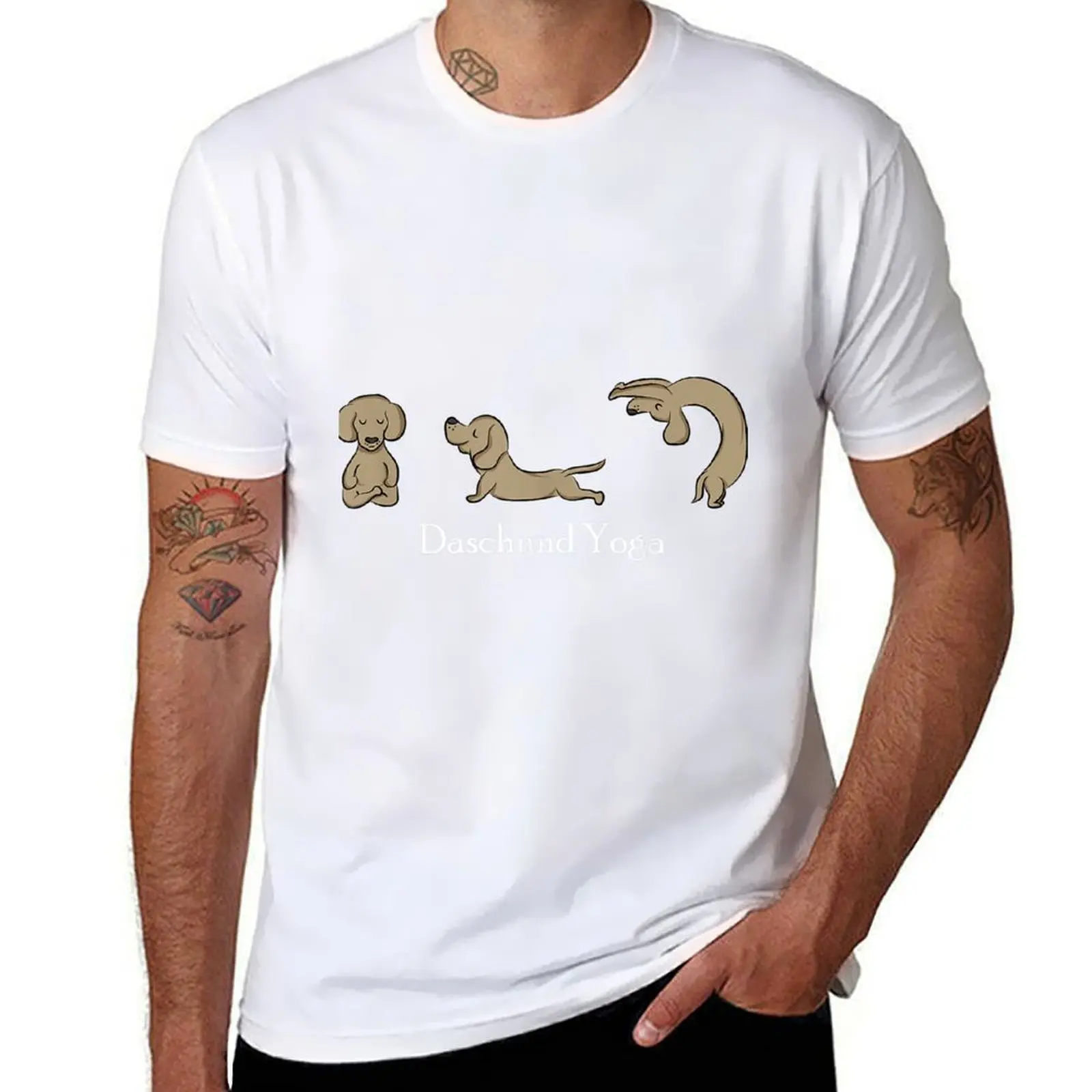 

Daschund Yoga Shirt for Women and MenCute Dog Yoga Asana T-Shirt man t shirts cotton t shirt for man T-Shirt