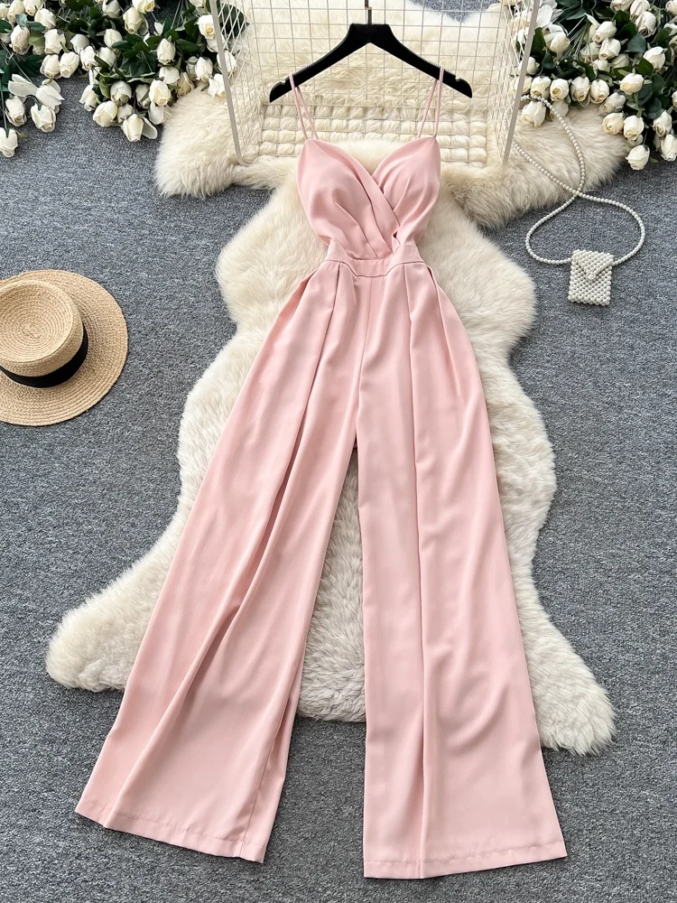 

Summer High Waist Drawstring Women's Romper Skirt High Waist Slimming Wide Leg Pants Folded Bridesmaid Dresses Commute Style