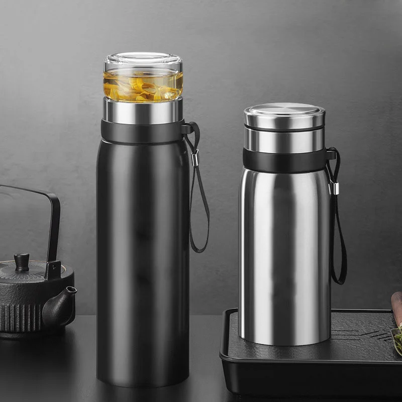 Large Capacity 304 Stainless Steel Tea Infuser Vacuum Flask Tea Separation Mug 750ml 1100ml Tumbler Thermos Travel Insulated Cup