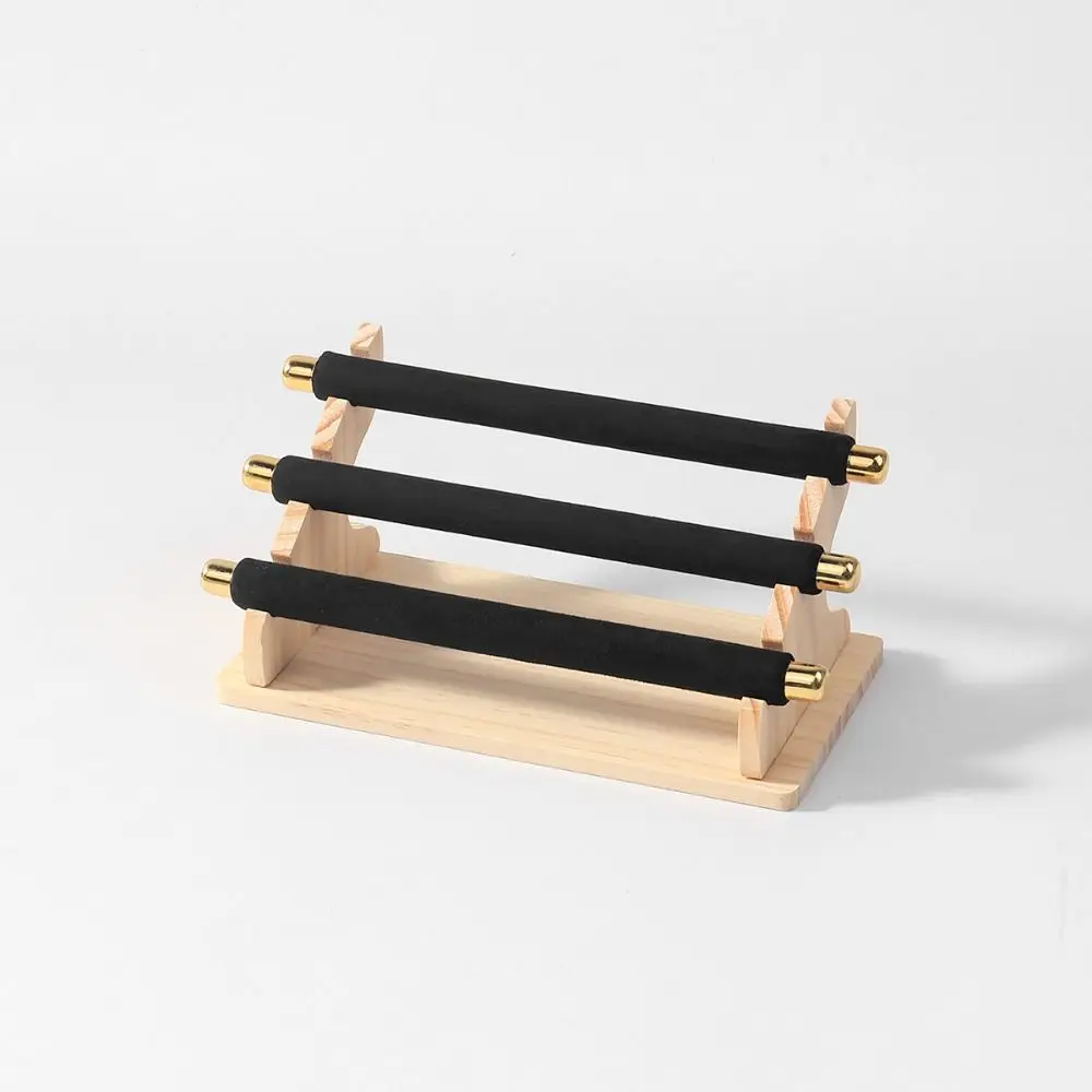 3-Tier Wooden Ring Holder Multi-Layer Necklace Bracelet Jewelry Organizer Space Saving Removable Ring Display Rack Home Decor