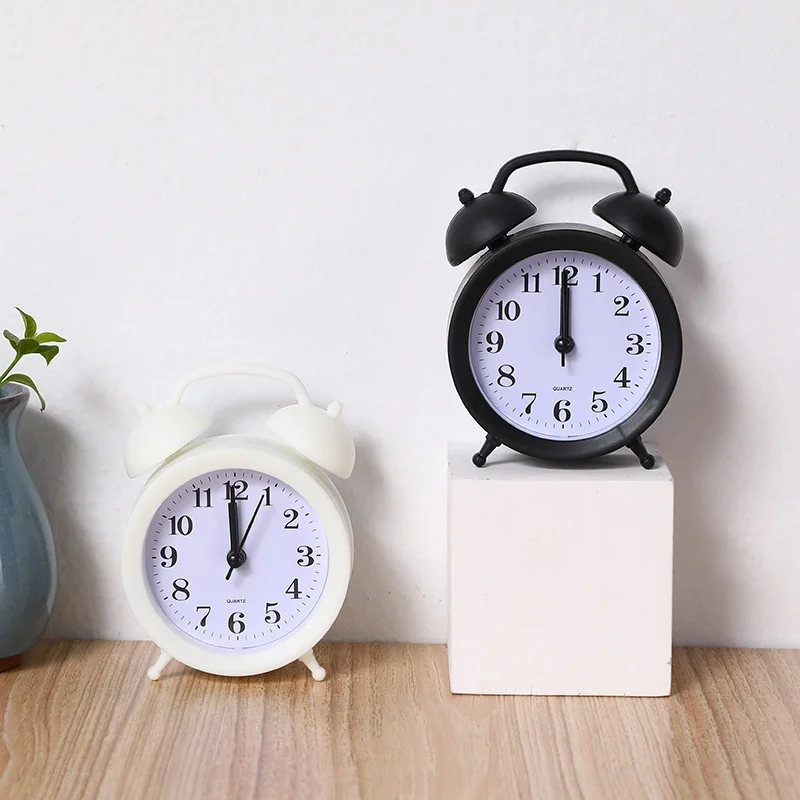 Double Bell Clock Accurate Timekeeping Battery Operated Mini Round Bedside Desk Alarm Clock Cute Kids Gift