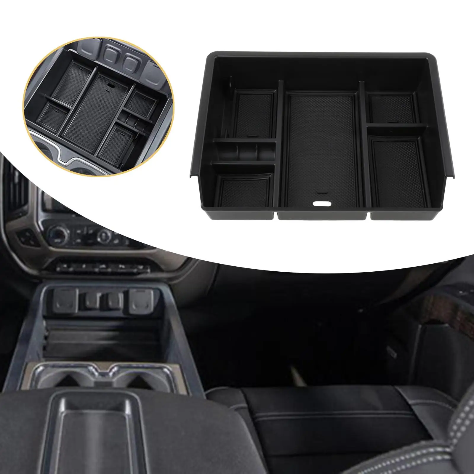 Car Armrest Storage Container for Chevy Silverado 3500 HD 2015-2019 Center Console Organizer with Large Capacity