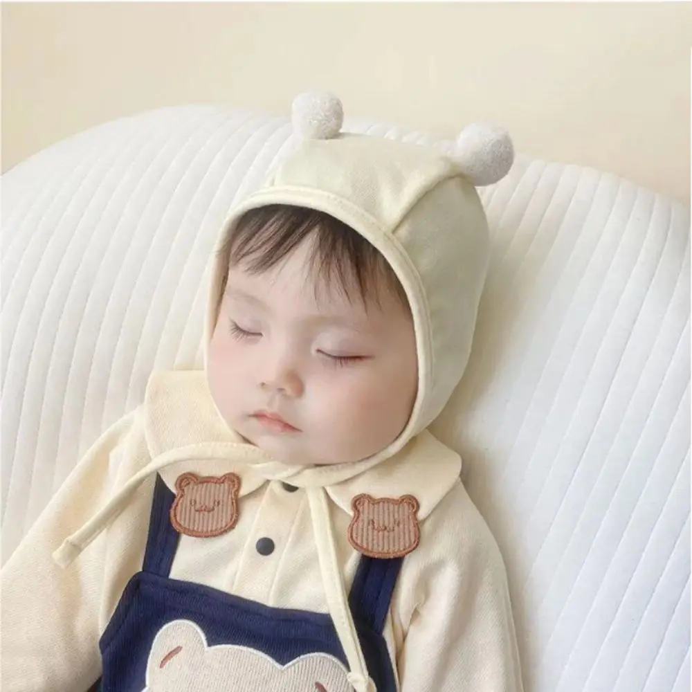 

Thin Windproof Baby Bear Ear Protection Hat No Brim Cotton Thickened Newborn Infant Hats Pullover Style Cartoon Design
