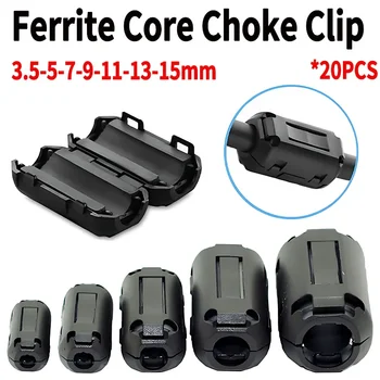 20pcs 3.5/5/7/9mm Ferrite Filter USB Core Ferrite Bead Clip Choke EMI RFI Noise Filter Clip for USB/Video Cable Power Cable