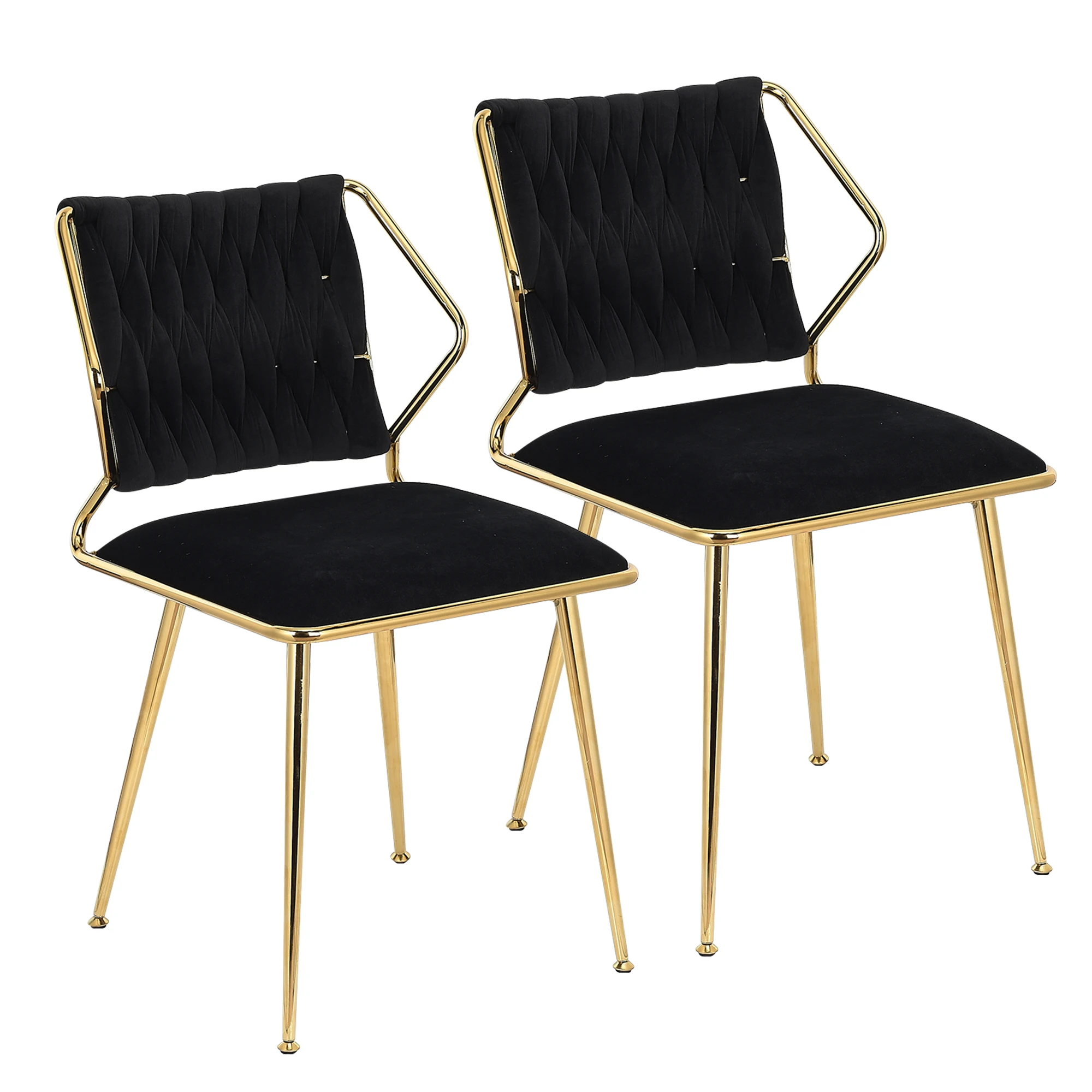 A 2-piece set of luxurious velvet dining chairs, ergonomically designed with metal legs, high-quality interior decoration, moder