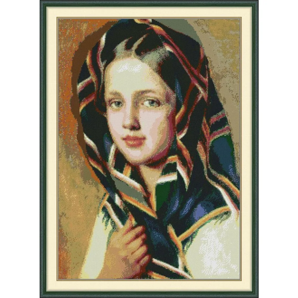 

Joy Sunday New Stamped Cross Stitch Kit,11/14/16CT DIY Easy Pattern Aida Fabric Embroidery Set-Pretty Girl