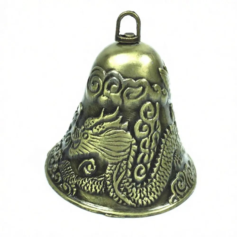 Retro Alloy Bell Pendant Traditional Pattern Craft Ornament Ethnic Hanging Decor Art Gift For Festival Birthday Celebration