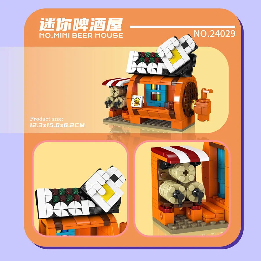 Mini Street Scene Building Blocks Model Stall Vending Machine Small Particle Assembling Ornaments MOC Technical Bricks DIY Gifts