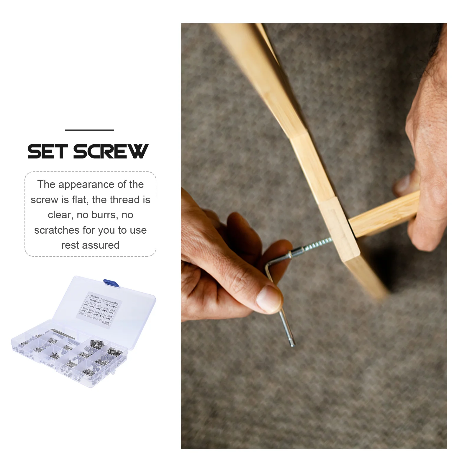 

1 Set Stainless Steel Socket Grub Screw Assortment Kit For Bathroom Fixtures Door Handles Repair Engineering Hardware Tools Pcs