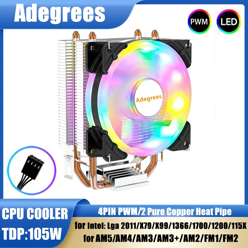 X99 CPU Air Cooler 3PIN/4PIN PWM PC Processor Ventilador For Intel LGA 1151 1155 1200 X79 1700 2011 AM5 AM3 AM4 RGB Cooling fan