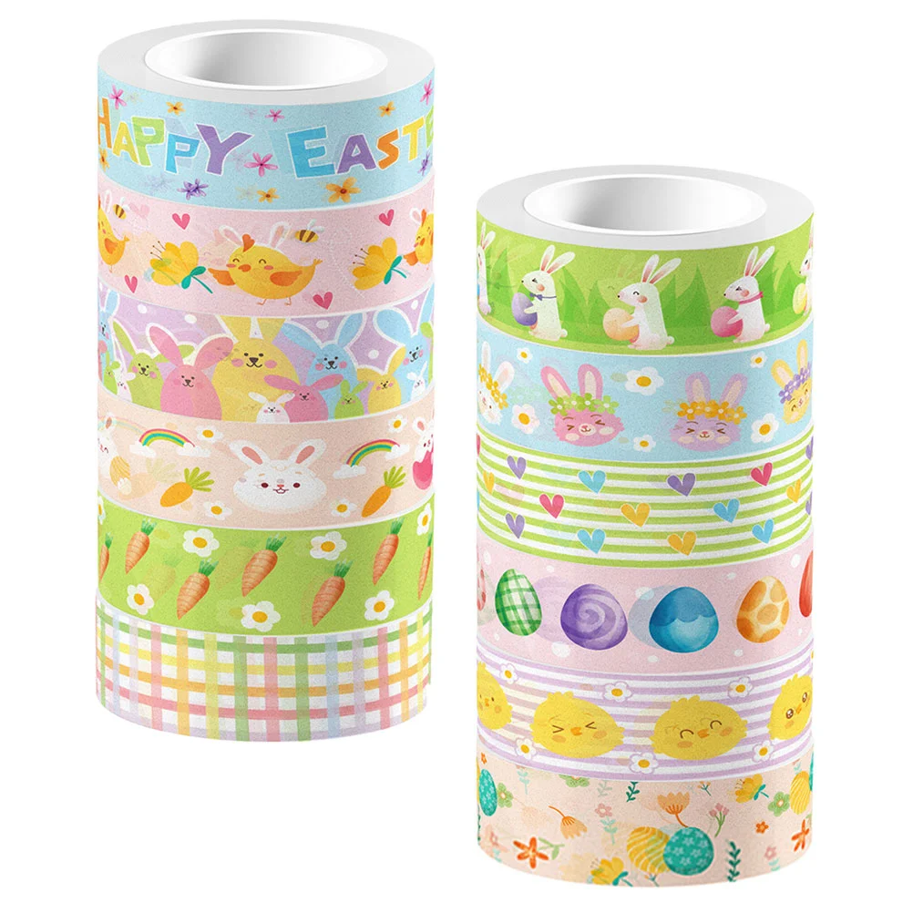 12 Rolls Easter Tape Stamp Washi Tapes Decorative Stickers Stationery Multi-purpose Paper Japanese