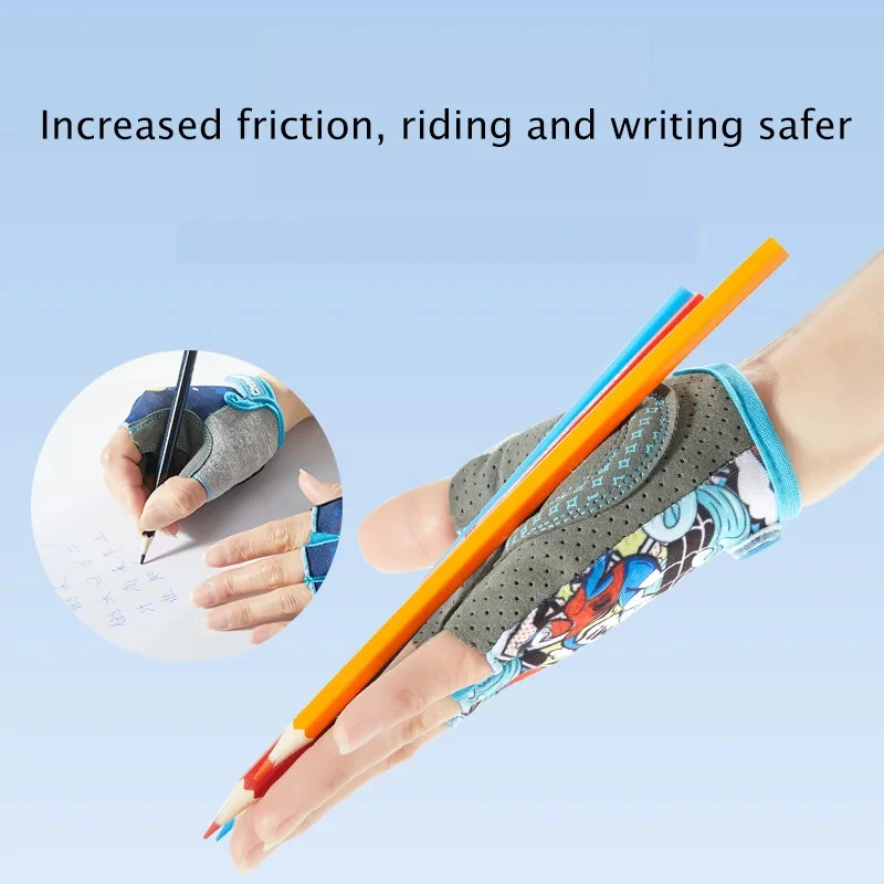 Children's Half Fingers Gloves Sports Bicycle Boy Girl Cycling Anti-Wear Kids Roller Skating Training Exercise Protection Gloves