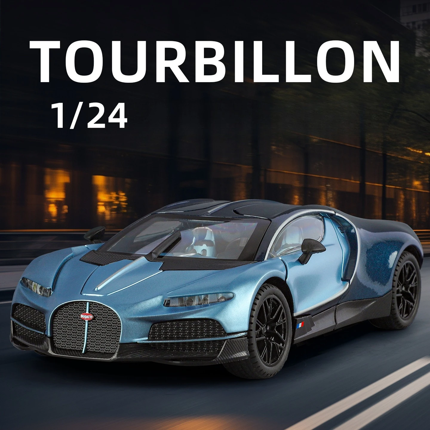1-24-トゥールビヨン-スポーツカー-モデルおもちゃ-金属ダイキャスト-音楽と光-プルバック-ドア開閉-車両モデル-男の子の誕生日プレゼント
