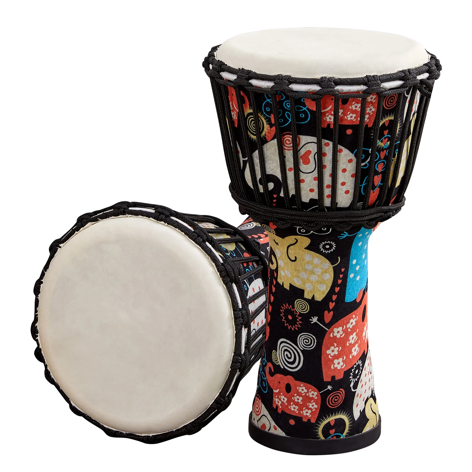 8 Inch Portable African Drum Djembe Hand Drum with Colorful Art Patterns Percussion Musical Instrument