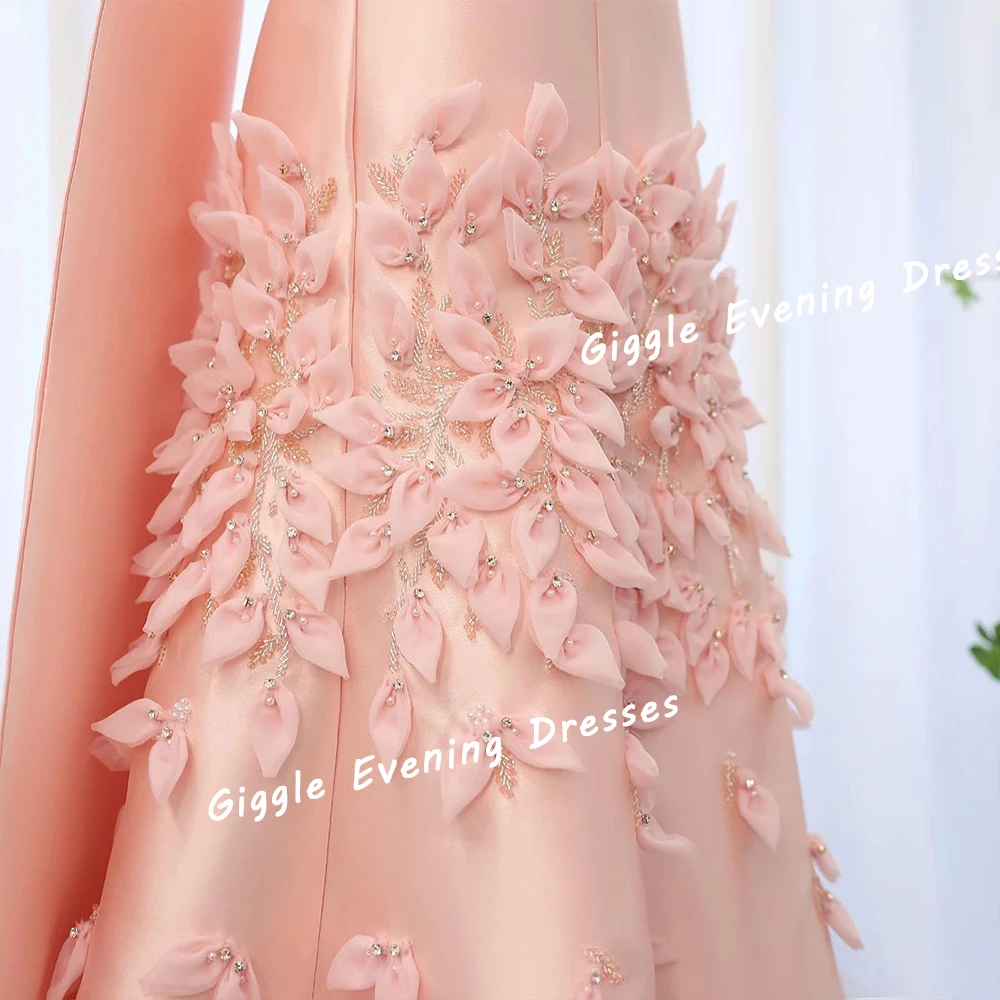 Giggle Satin Strapless Nobility Beaded Elegance Prom Gown Saudi Arab Appliques Floor-Length Evening Party Dresses for Women 2024