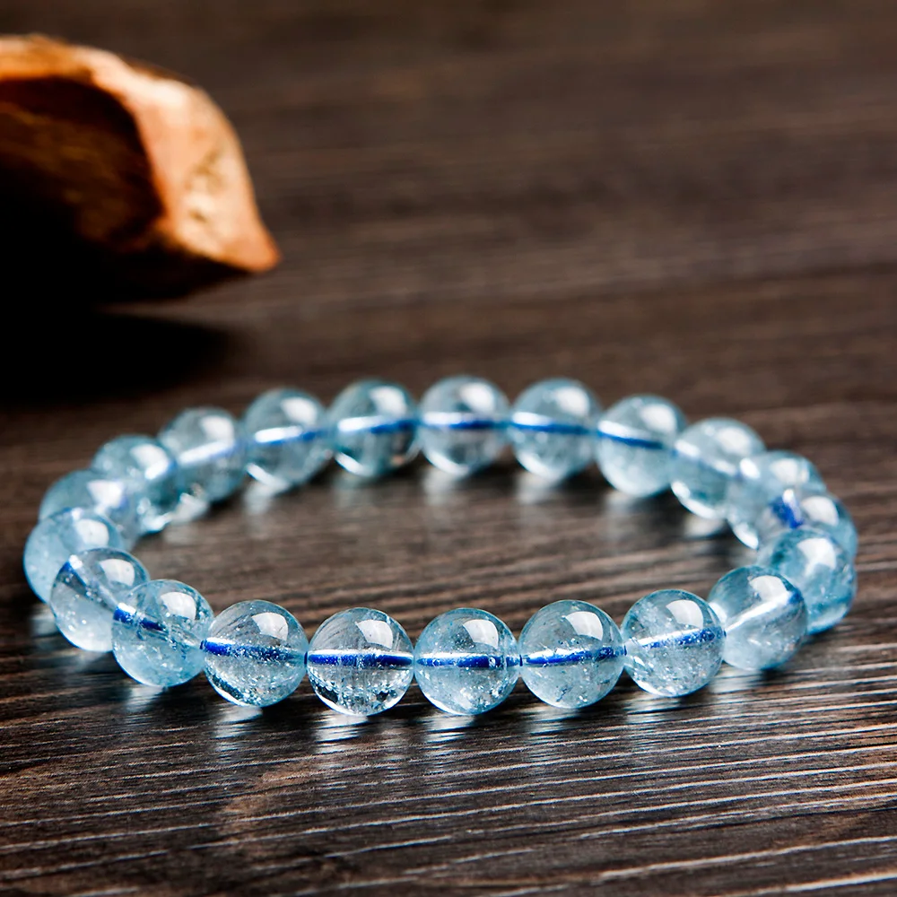 

Natural Blue Topaz Clear Round Beads Bracelet Blue Topaz Fashion Jewelry Women Men Beads Bracelet 7mm 8mm AAAAAAA