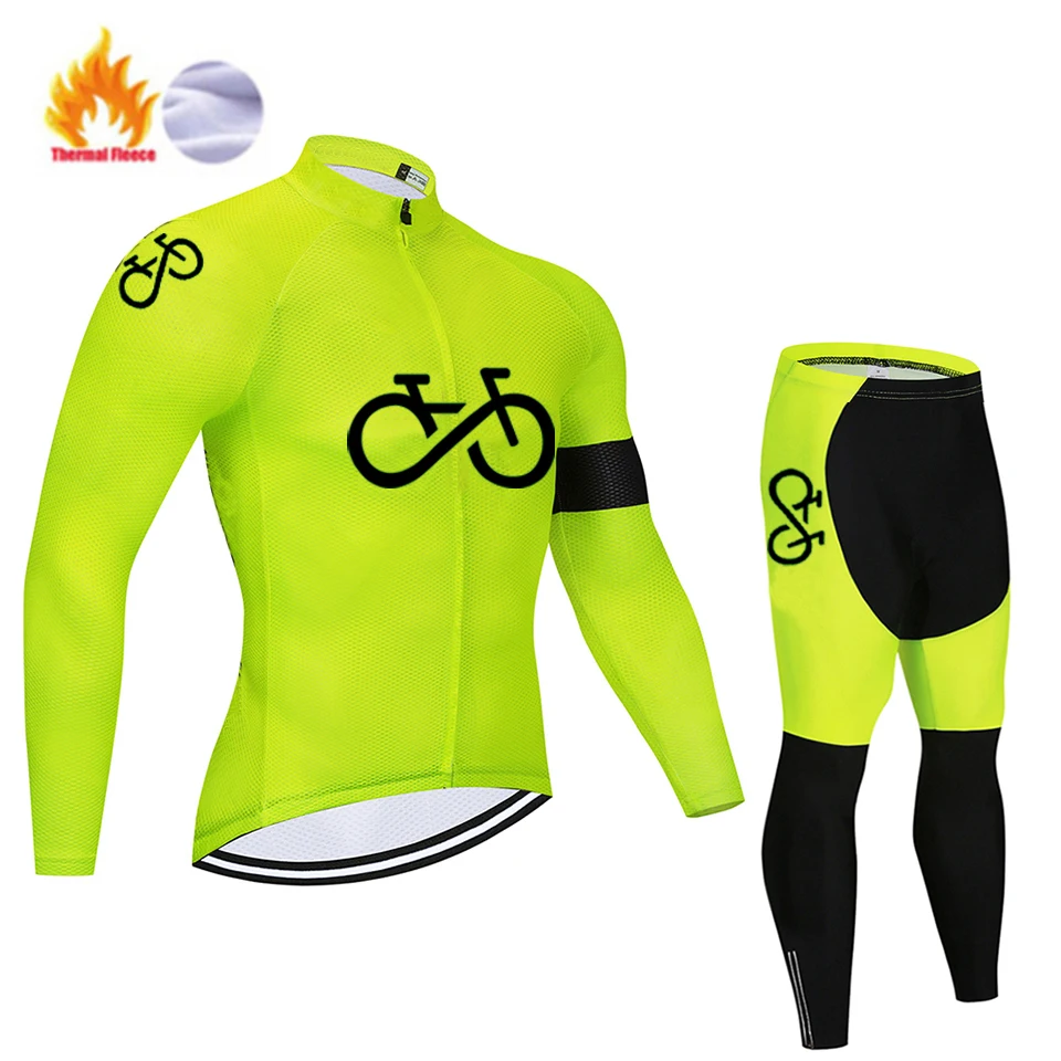 2024 Pro Winter Thermal Fleece Cycling Jersey Sets Long Sleeve Bicycle Clothing MTB Bike Wear Maillot Ropa Ciclismo Cycling Suit