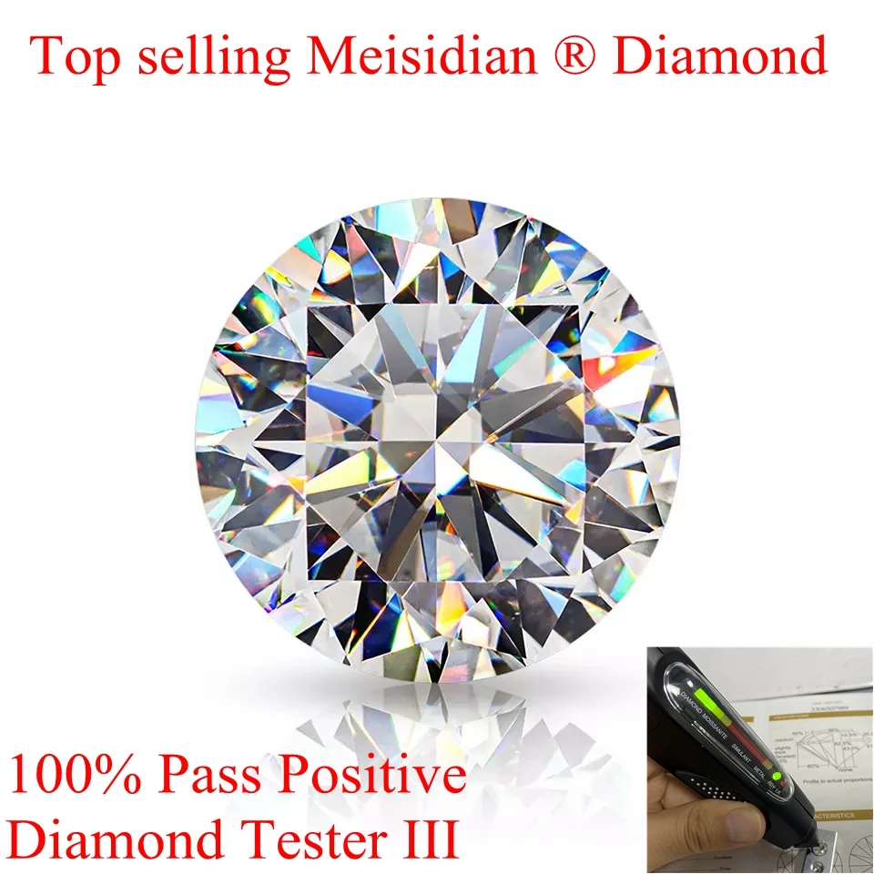 Meisidian 100% Promise Pass Positive Diamond Tester III D VVS 1 Carat  Loose Moissanite Diamond Gemstone