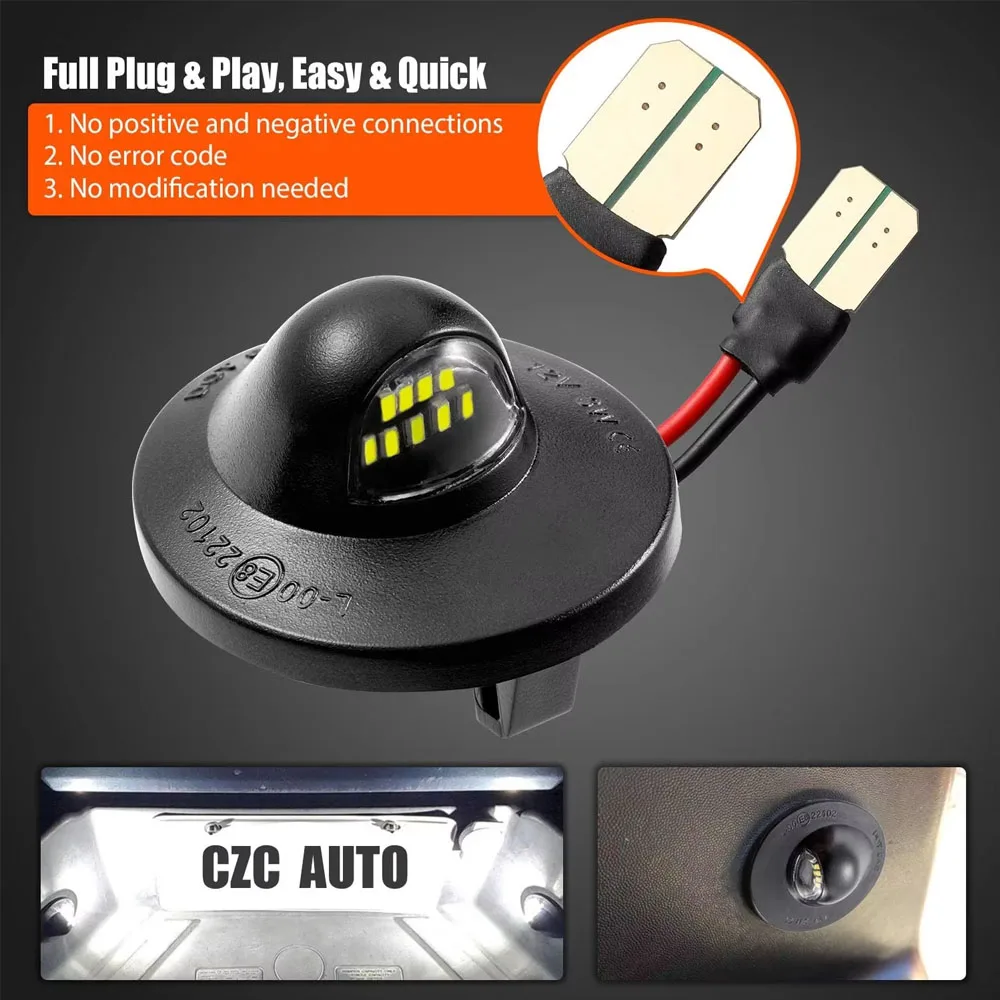2PCS New Quality Car LED License Plate Light Auto Modification Parts Tag Lights For Ford F150 F250 F350 F450 F550 1990-2014 Superduty Ranger Pickup Truck Explorer Bronco Excursion Expedition 6500K White Super Bright IP67 Waterproof
