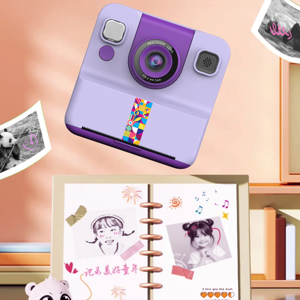 Instant Print Camera 2.4-inch IPS Printing Thermal Paper Toys Camera 2400W HD 1300mAh Outdoor Travel Camera For Kids Learning