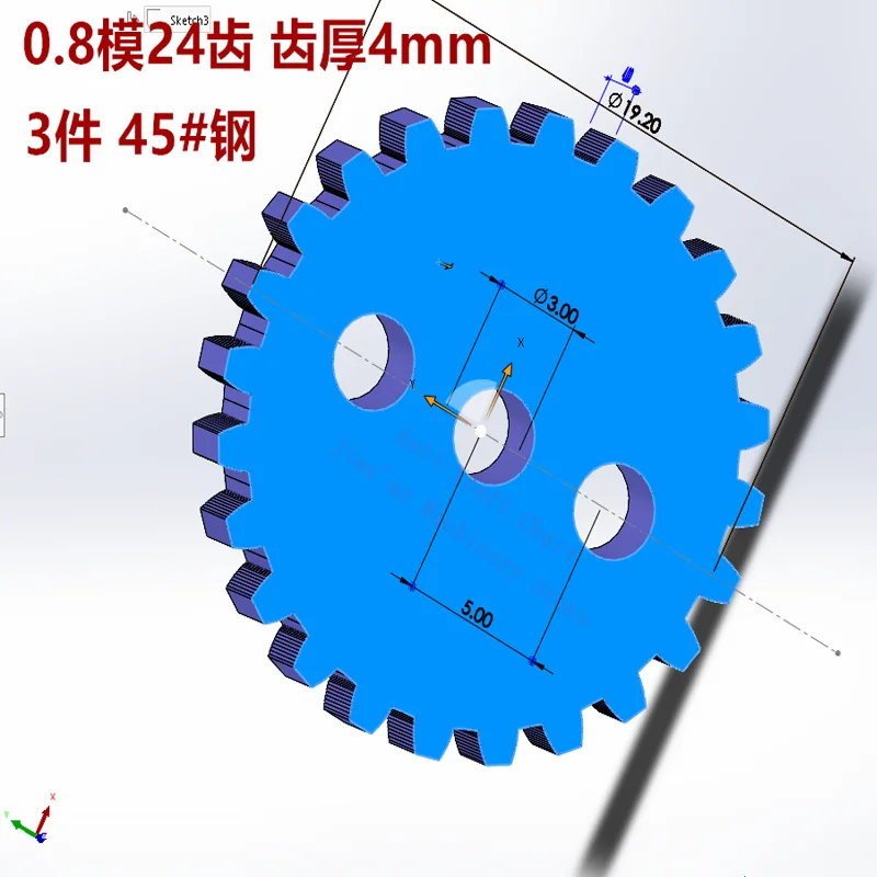 Customized Gear 0.8 mod 24T 36 teeth cylindrical spur gear machining  electromechanical non-standard steel Two Three hole gear