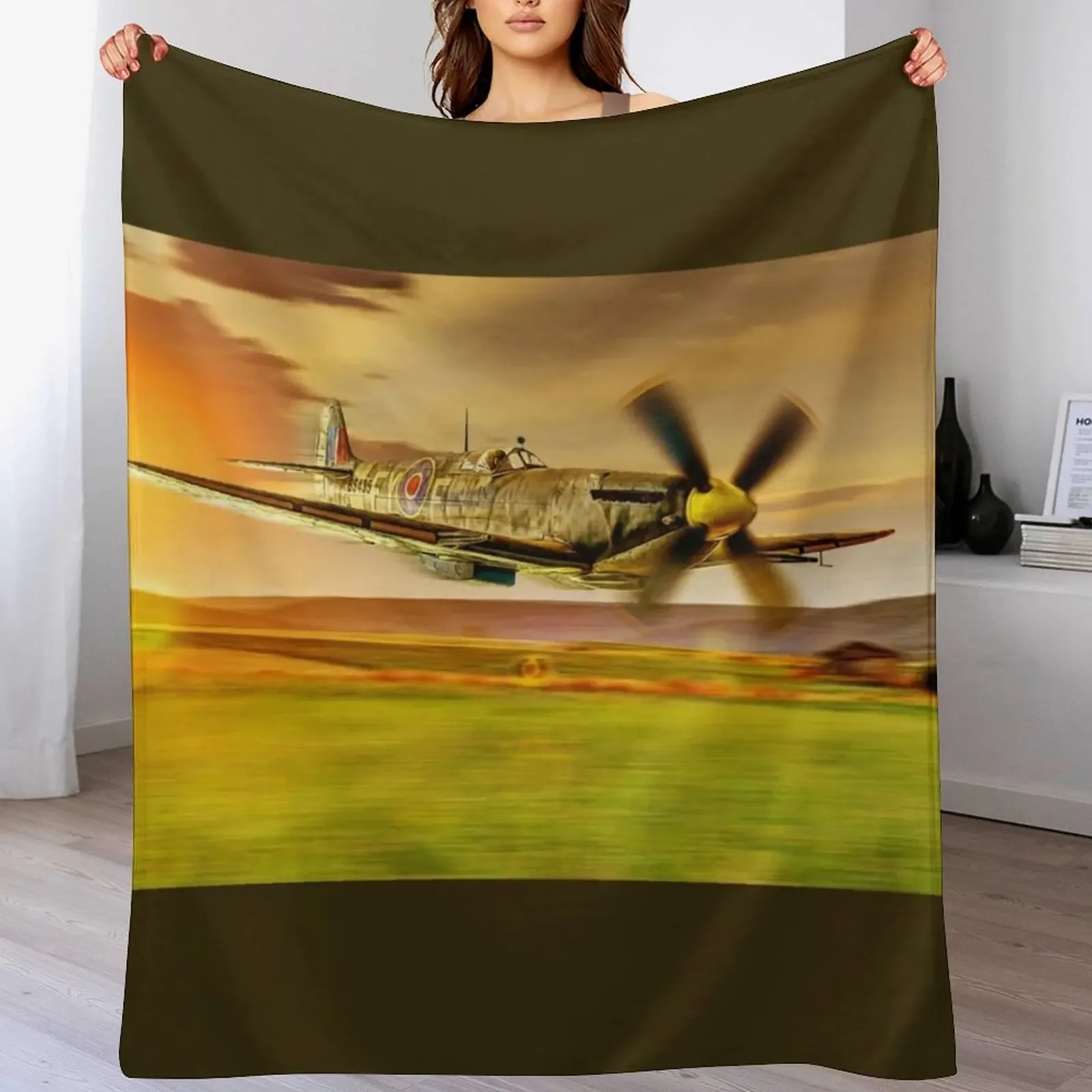 Spitfire Flying Low 01 Throw Blanket Sofa Quilt Luxury Throw Blankets