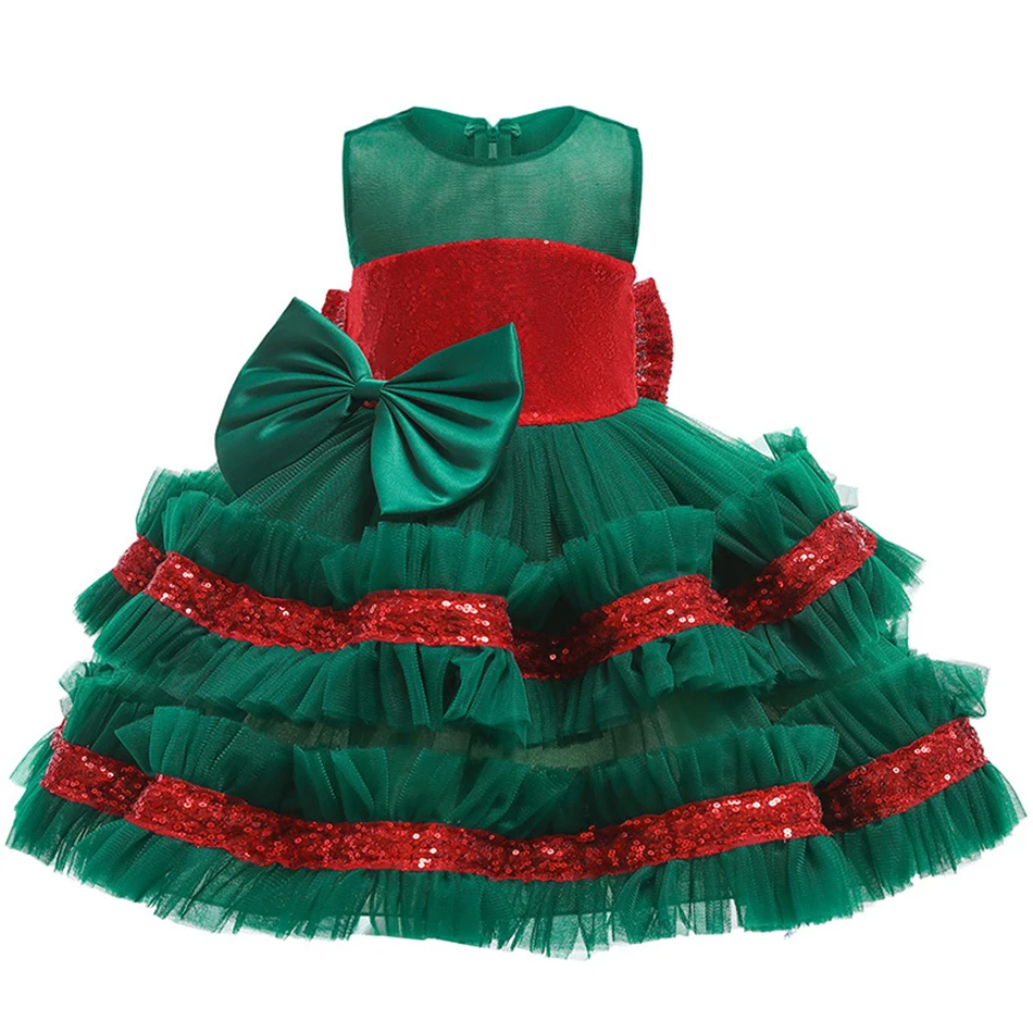 

2024 Infant Girls Clothes Christmas Dress Birthday Party Princess Children Wedding Costume Vestidos For 1-6Y