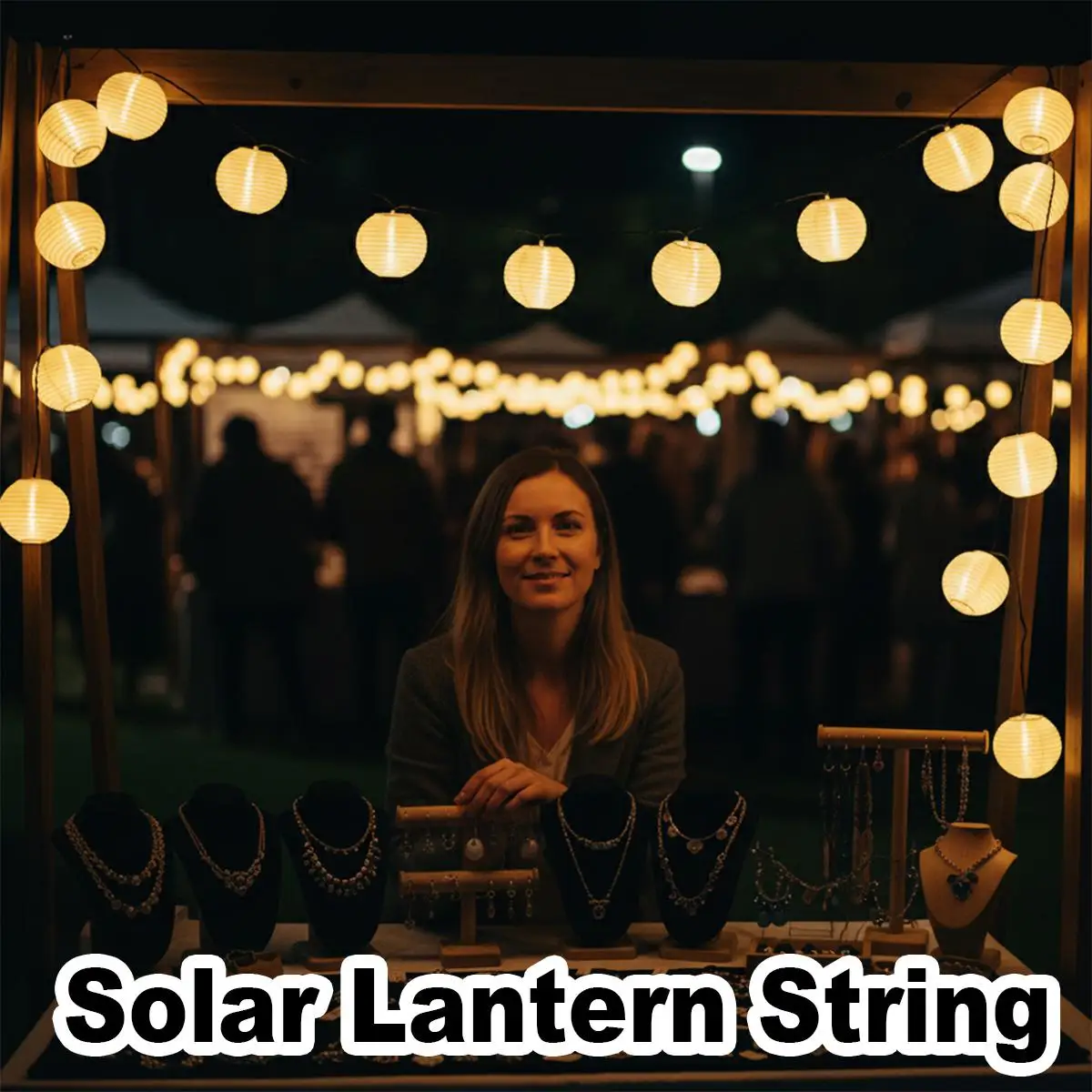 Pop Solar Lantern String Led Lights Party Bulb For Fence Outdoor Waterproof Backyard Patio Lanterns Garden Christmas Lawn Light