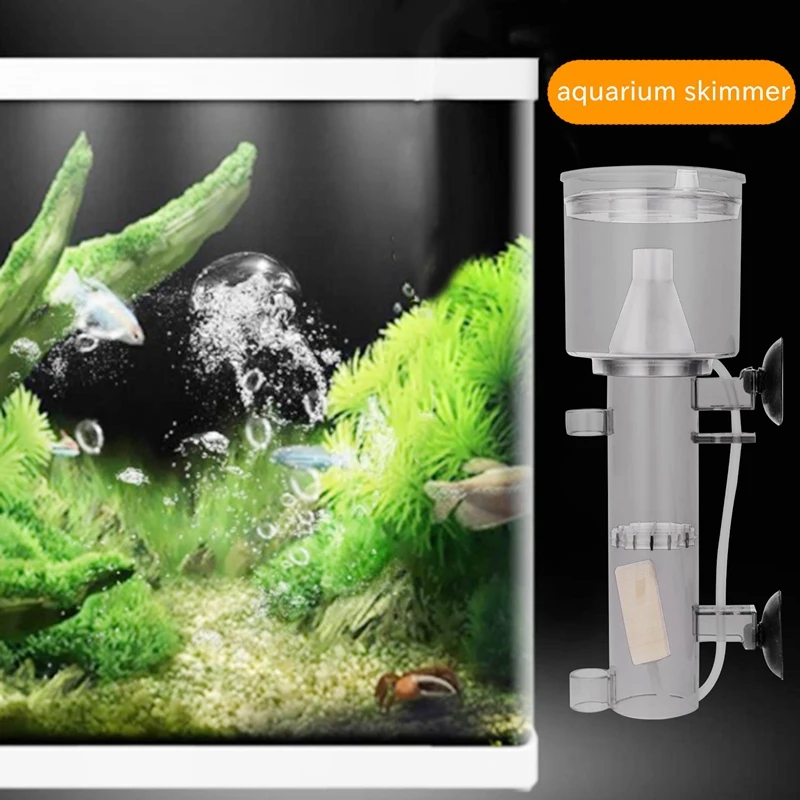 600L/H Mini Aquarium Marine Fish Coral Tank Internal Hang on Air Driven Protein Skimmer with Wood Air Stone Tubing-A51M