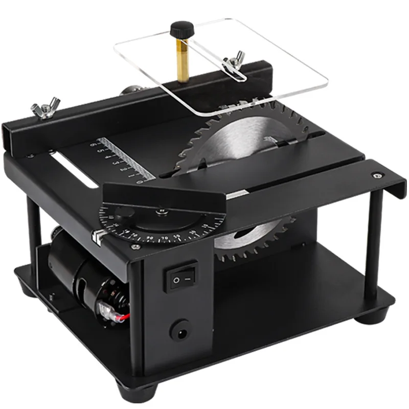 12-24V 200W Table Saw Machine Mini Desktop Electric Saw Cutter Tools Speed Angle Adjustable Cutter for Wood Plastic Acrylic
