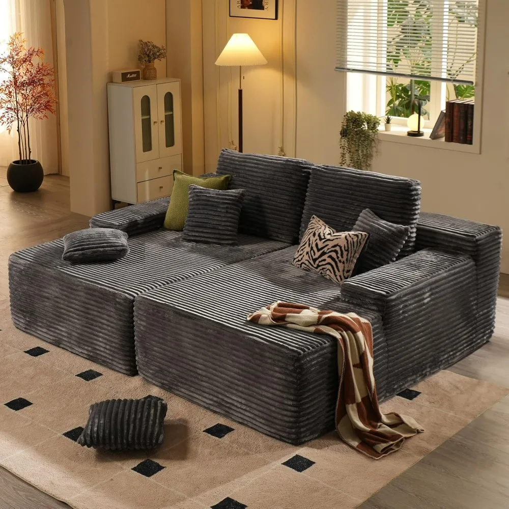 

81" Oversized Sectional Double Lounge Chaise with Cloud Plush Sofa Bed, No Assembly Required, Fluffy Modern Sleeper Loveseat