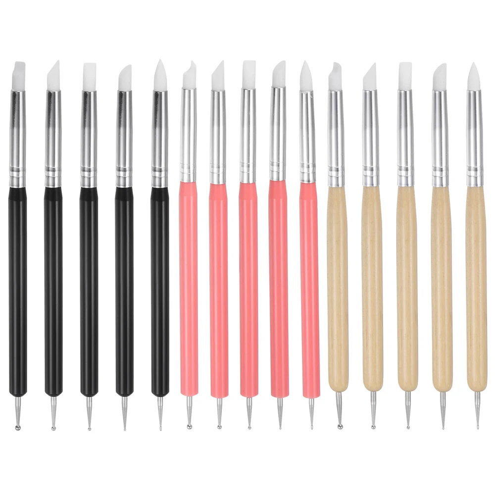 

5 шт./компл. двуглавая силиконовая ручка из нержавеющей стали, скульптурный полимерный и мягкий инструмент для гончарной глины, силиконовые инструменты для моделирования художественной формы