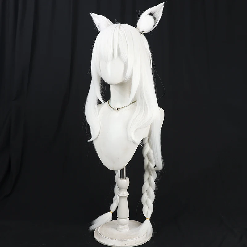 NIJISANJI Virtual YouTube Shirakami Fubuki Cos Cosplay peluca Halloween carnaval fiesta Prop pelo sintético fibra resistente al calor