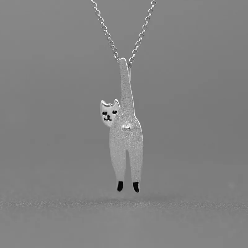 

Jewelry for Women 2024 Chain 925 Look Original Balls of Sad Sterling Silver Inlaid Zircon Cute Funny Cat Lady Pendant Pendant