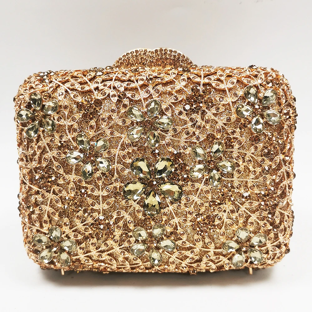 

Stone Gold Diamond Square Evening Clutch Girls Bag Fashion New Women Wedding Purses Mini Rhinestone Dinner Party Minaudiere