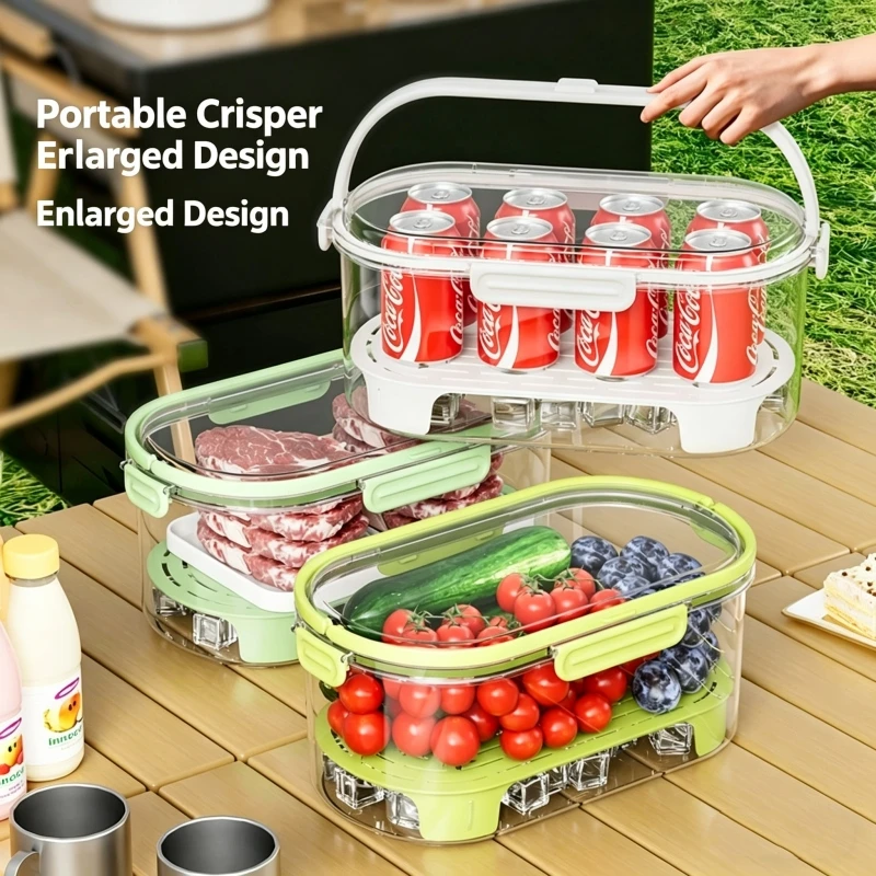 Camping hot item portable fresh-keeping box outdoor spring outing large capacity food grade movable bento box fruit box