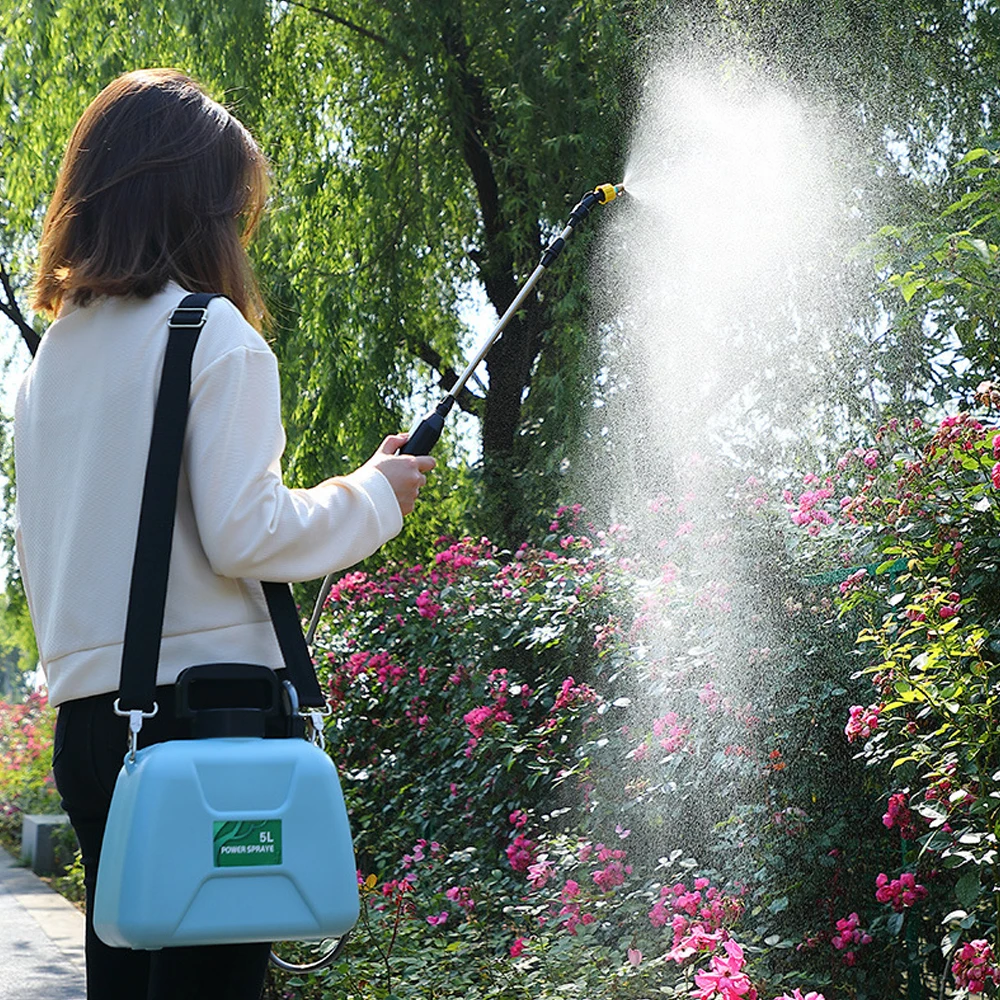 5L Handheld Electric Sprayer Garden Plant Sprayer Automatic Rechargeable Sprinkler Sprayer Atomization Shouldered Watering Can