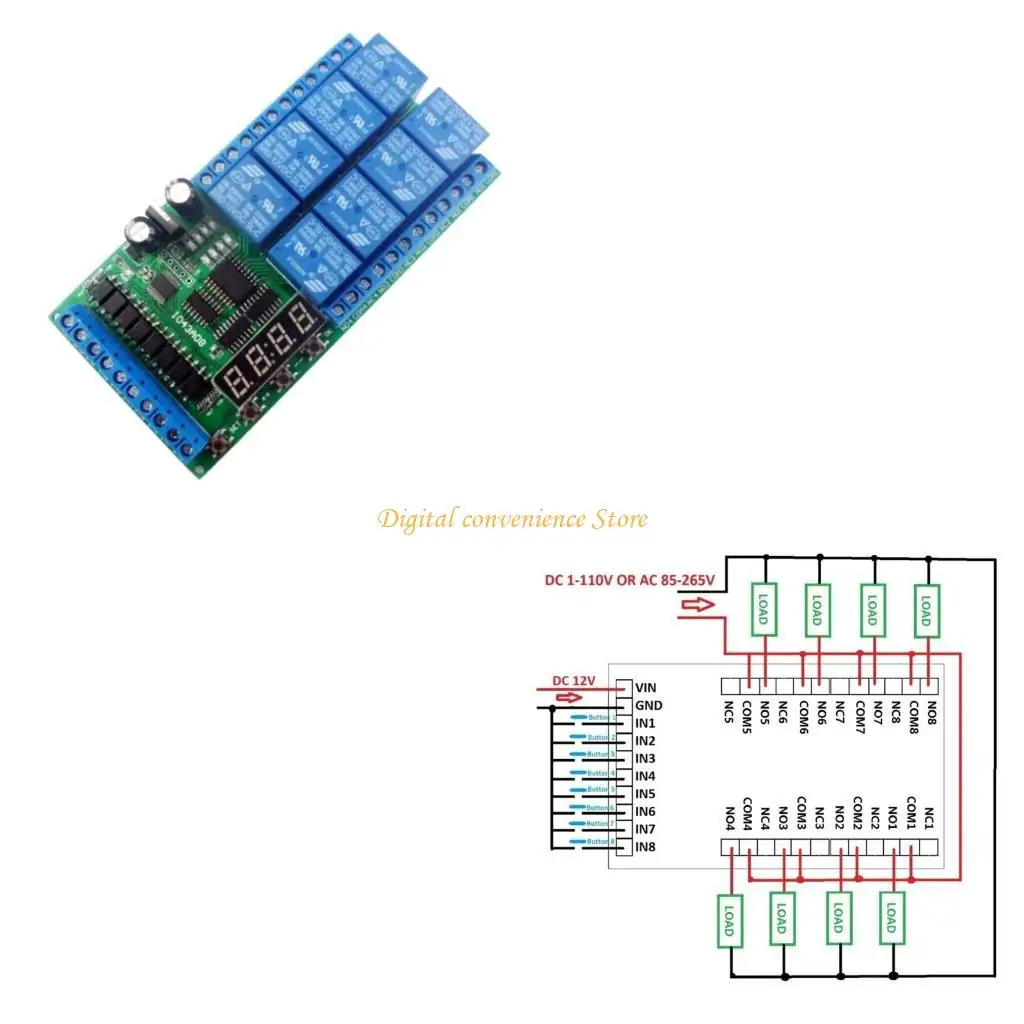 

97QA DC12V 8-канальный многофункциональный таймер задержки реле времени реле времени